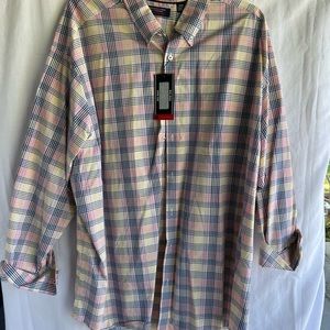 NWT Roundtree & Yorke long sleeve plaid oxford plaid button down shirt, size 3XB